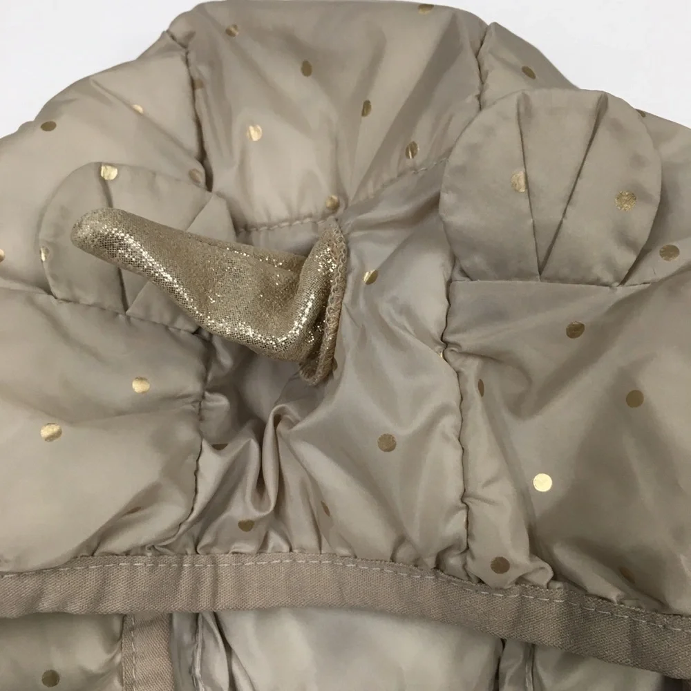 Gap Unicorn Puffer Rain Jacket 18-24 Months Tan Gold Polka Dot Water Resistant